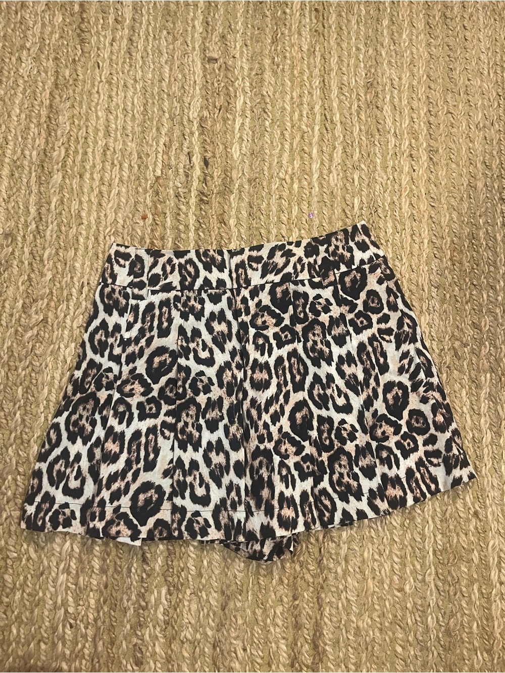 Alice and Olivia Leopard Print Flared Shorts
